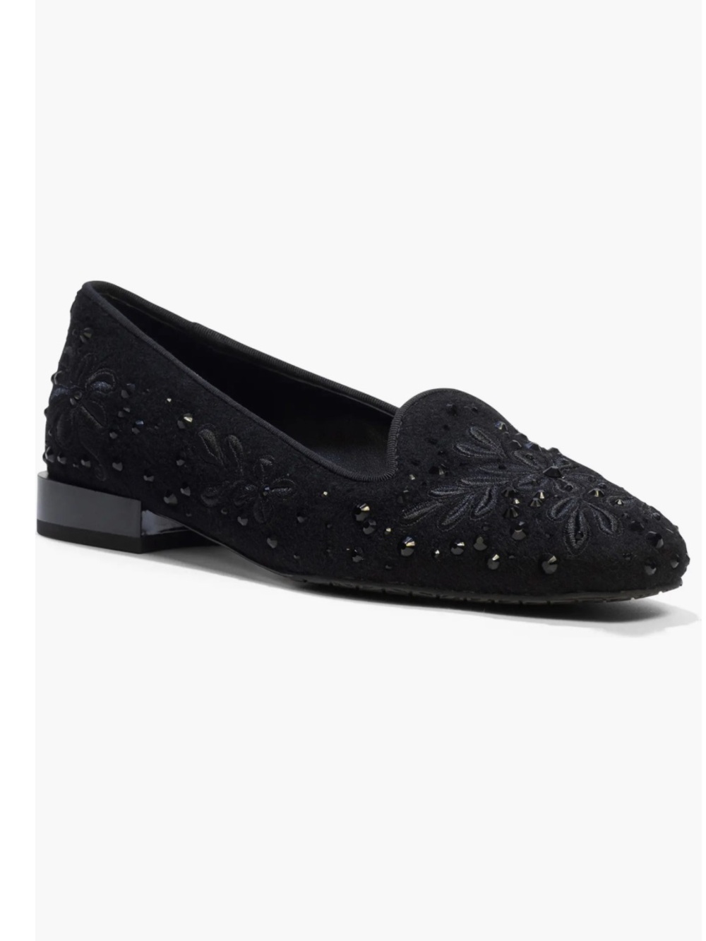 Donald Pliner Reena Black Embroidered Crystal Loafer Flats NEW‎